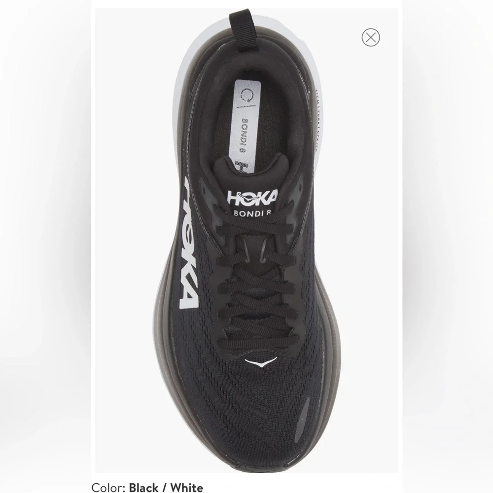 HOKA BONDI 8 Running black and white Shoe women size 12.5 2E new/no box